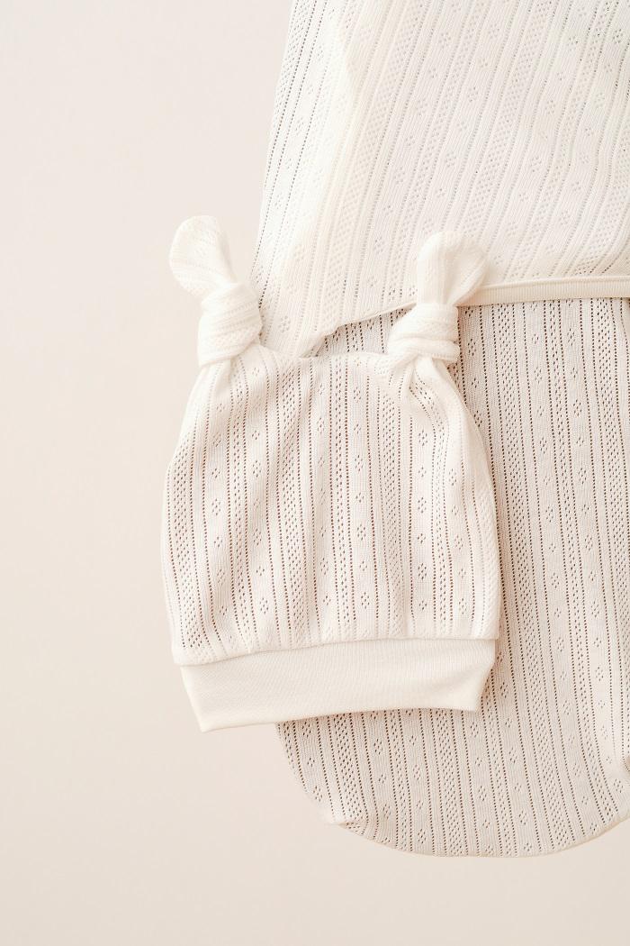 Пелюшка-кокон з шапочкою дитяча літня на липучках 0-3 міс Молочний (MG151) - фото 2 Пелюшка-кокон з шапочкою дитяча літня на липучках 0-3 міс Молочний (MG151) - фото 2