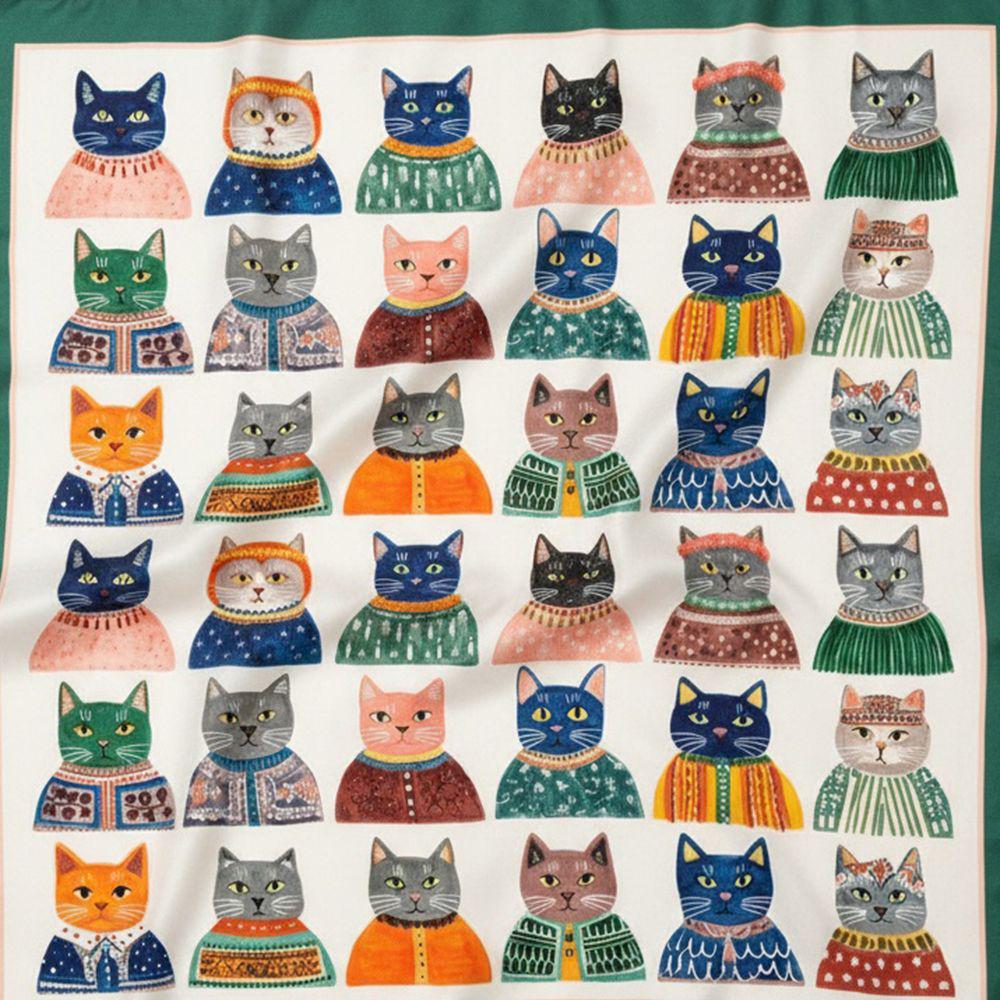 Платок шелковый Парад котиков 68х68 см (HUST_25M055)