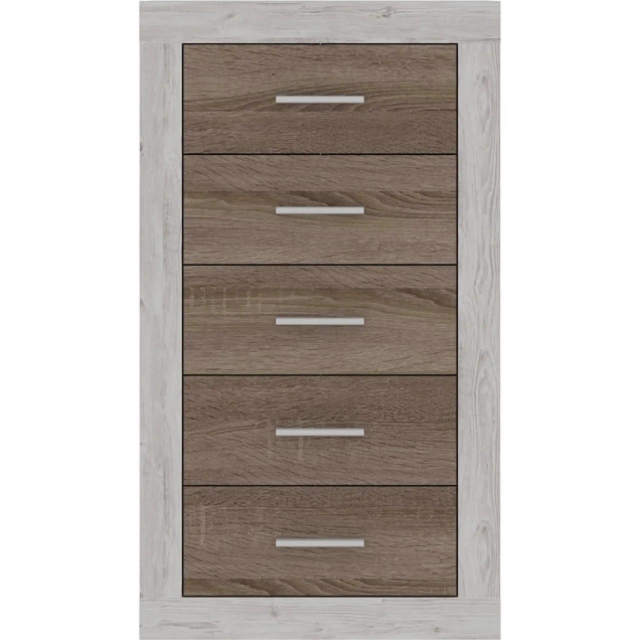 Комод в спальню Гербор Сара KOM5S Сосна Каньон/Дуб Сонома Трюфель (GRB-1154)