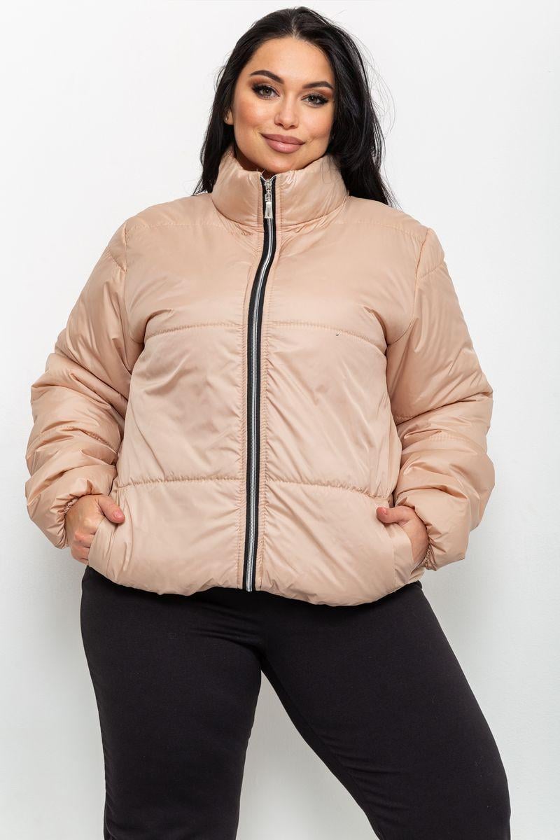 Куртка жіноча демісезонна Ager 129R0451 зефірка на синтепоні 4XL Бежевий
