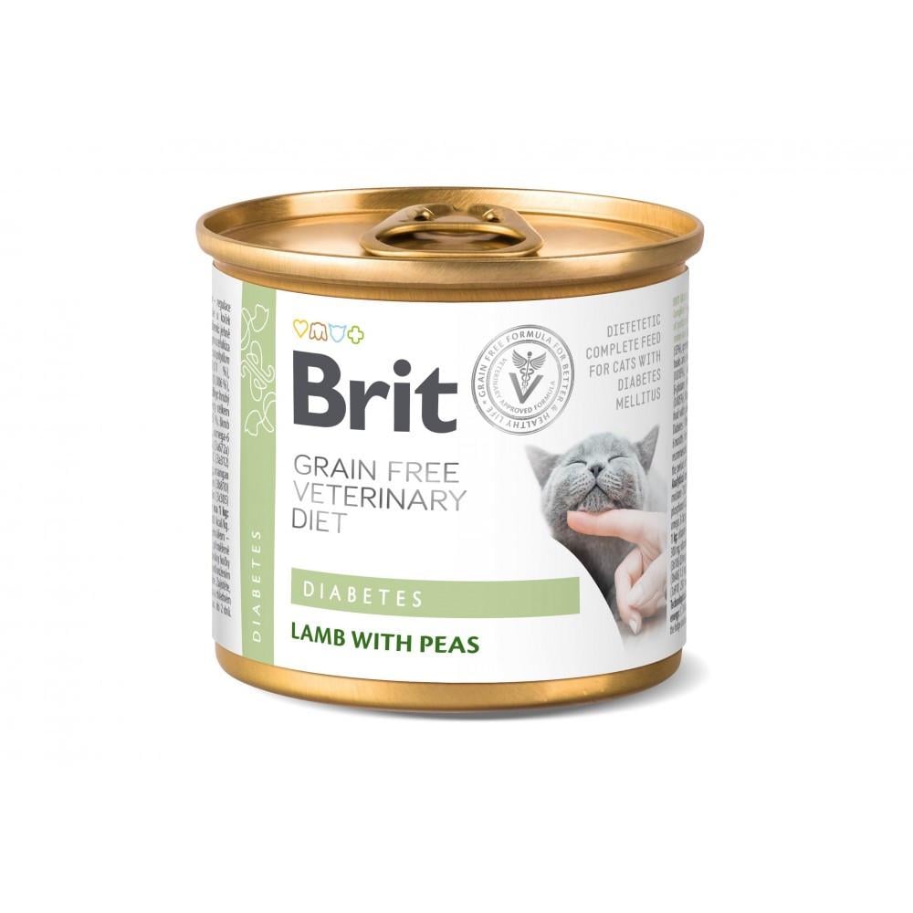 Корм влажный Brit Grain Free Veterinary Diets Diabetes для кошек с сахарным диабетом с ягненком и зеленым горошком 200 г (34806708)