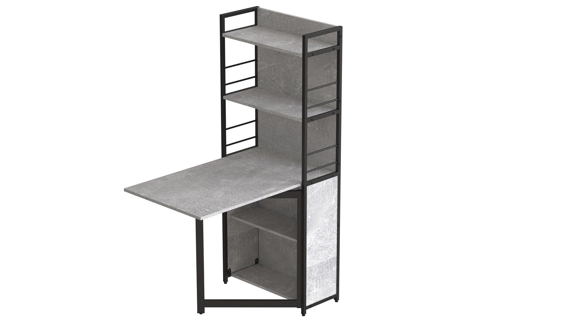 Стол книжка с этажеркой Ferrum-decor Практик 2 металл/ДСП 16 мм 1555x640x990 мм Черный/Бетон (FRD-104631) - фото 4