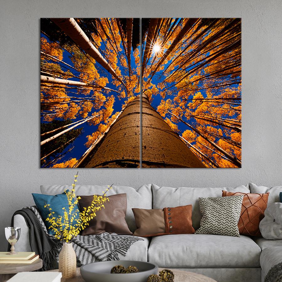 Картина природа Высокий осенний лес 111x81 см (A1143-2)