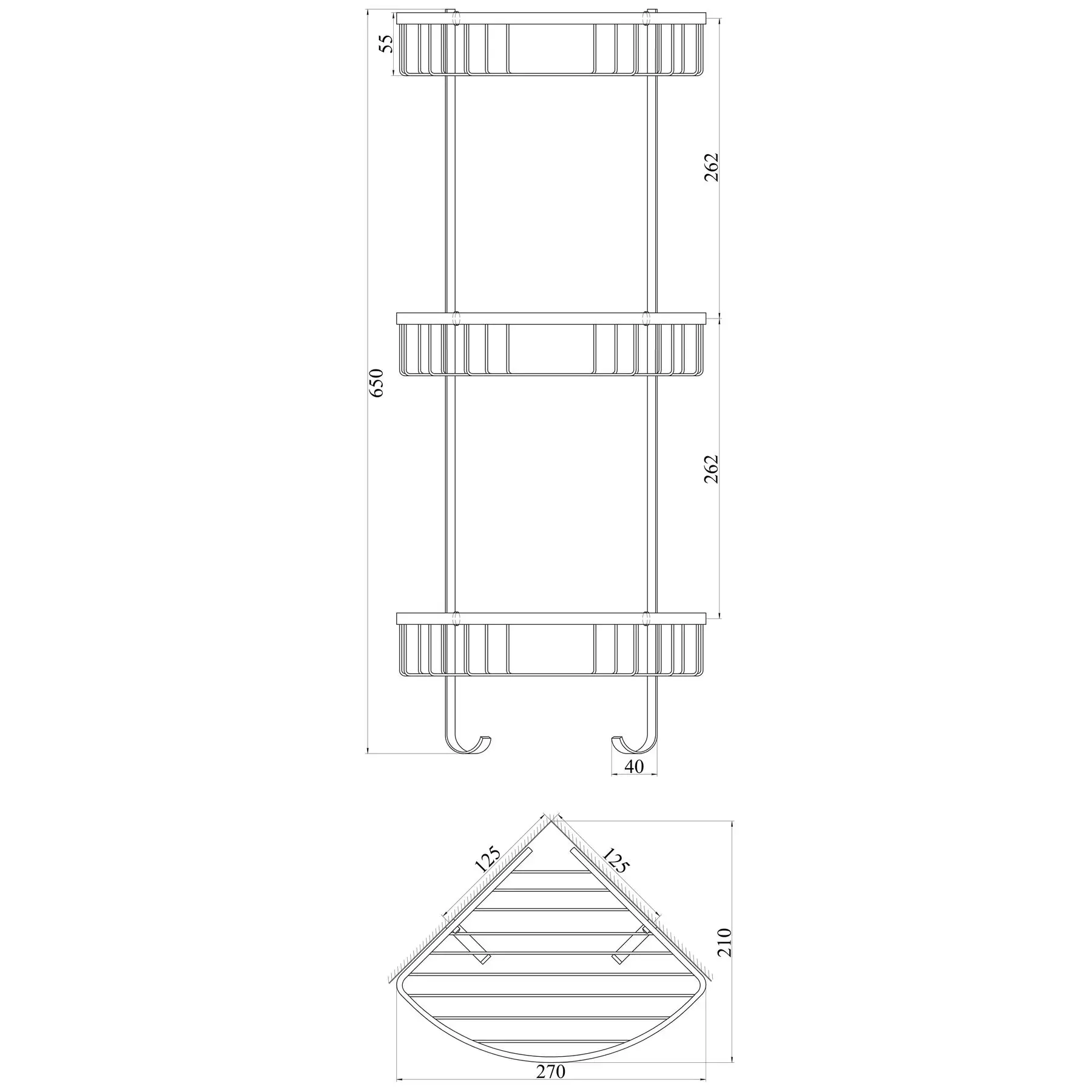 Полка тройная угловая TOPAZ 4134 (GSR-000021263) - фото 2 Полка тройная угловая TOPAZ 4134 (GSR-000021263) - фото 2