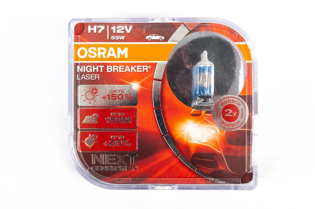 Лампа головного світла Osram H7 55W Night Breaker Laser 150% 64210NL Osram скло Білий