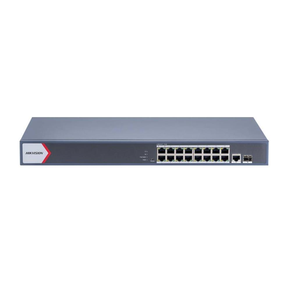 Коммутатор Hikvision 16-портовый гигабитный PoE DS-3E1518P-EI/M