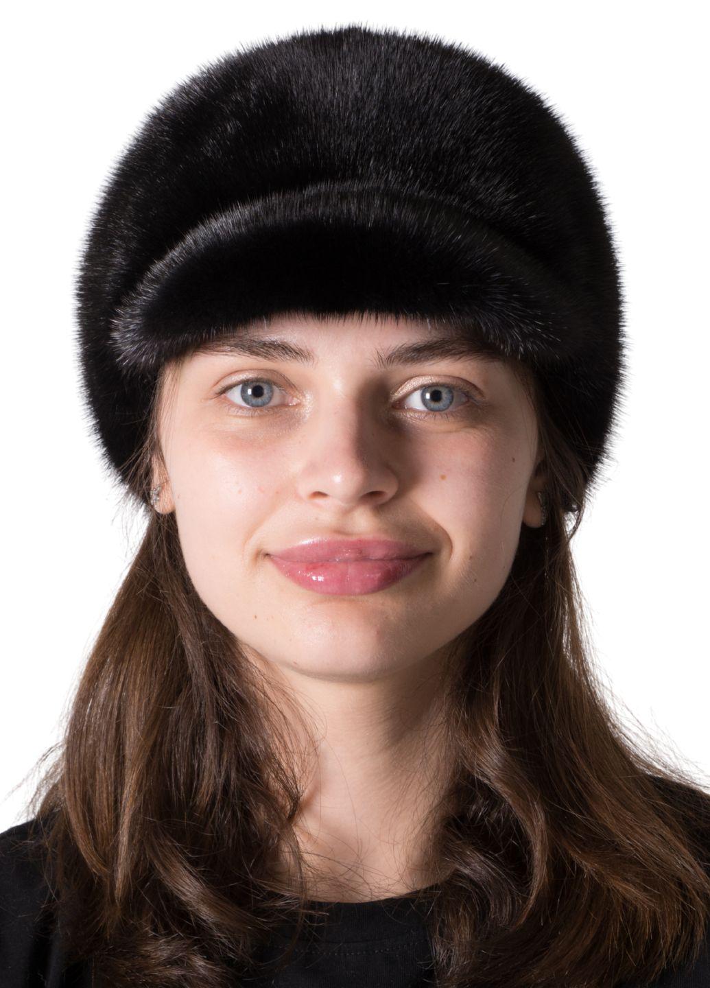 Женская жокейка Меховой стиль Жокейка из цельного натурального меха норки XL-XXL Черный (030)