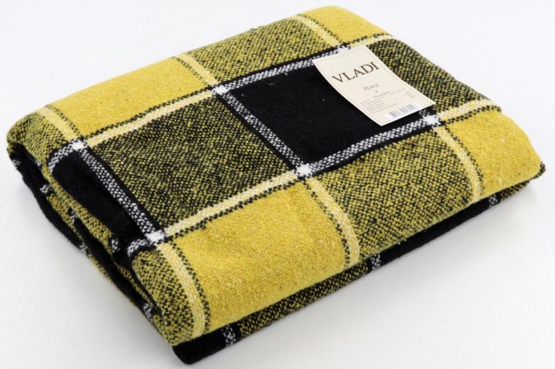 Шерстяной плед Vladi Palermo клетка 140х200 см Желтый (ПЛ-3005)