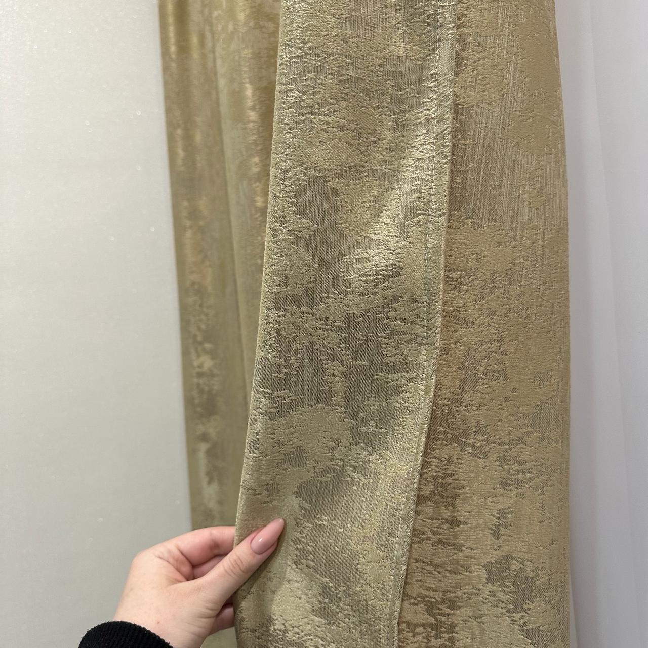 Шторы жаккардовые с мраморным узором среднее затемнение 1,5x2,7 м 2 шт. Золотой (К1039-12) - фото 3 Шторы жаккардовые с мраморным узором среднее затемнение 1,5x2,7 м 2 шт. Золотой (К1039-12) - фото 3