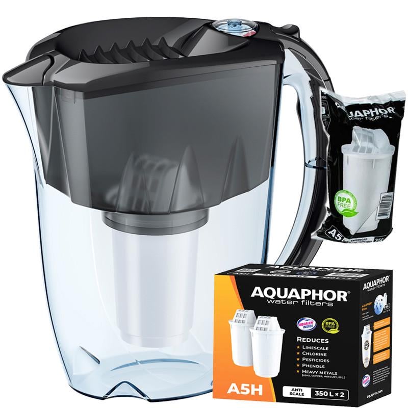 Фільтр-глечик Аквафор Престиж А5 два модулі А5Н Жорсткість Чорний (1860936609)