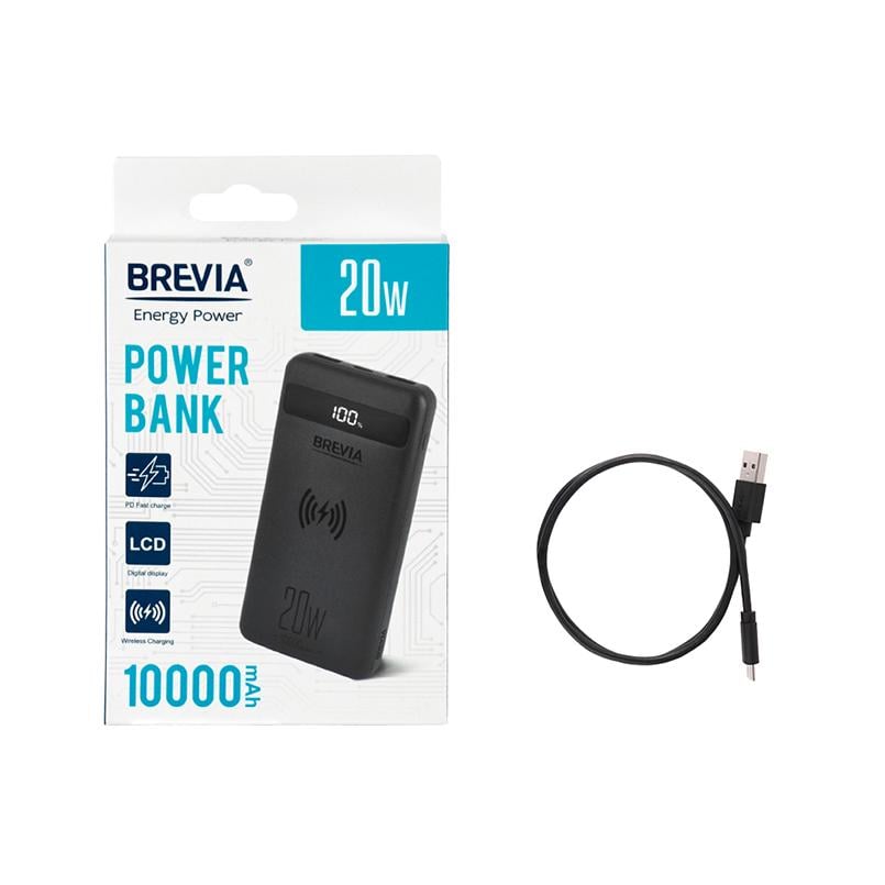 Повербанк Brevia 10000 mAh 20W Wireless Qi10W Li-Pol LCD (45118) - фото 8