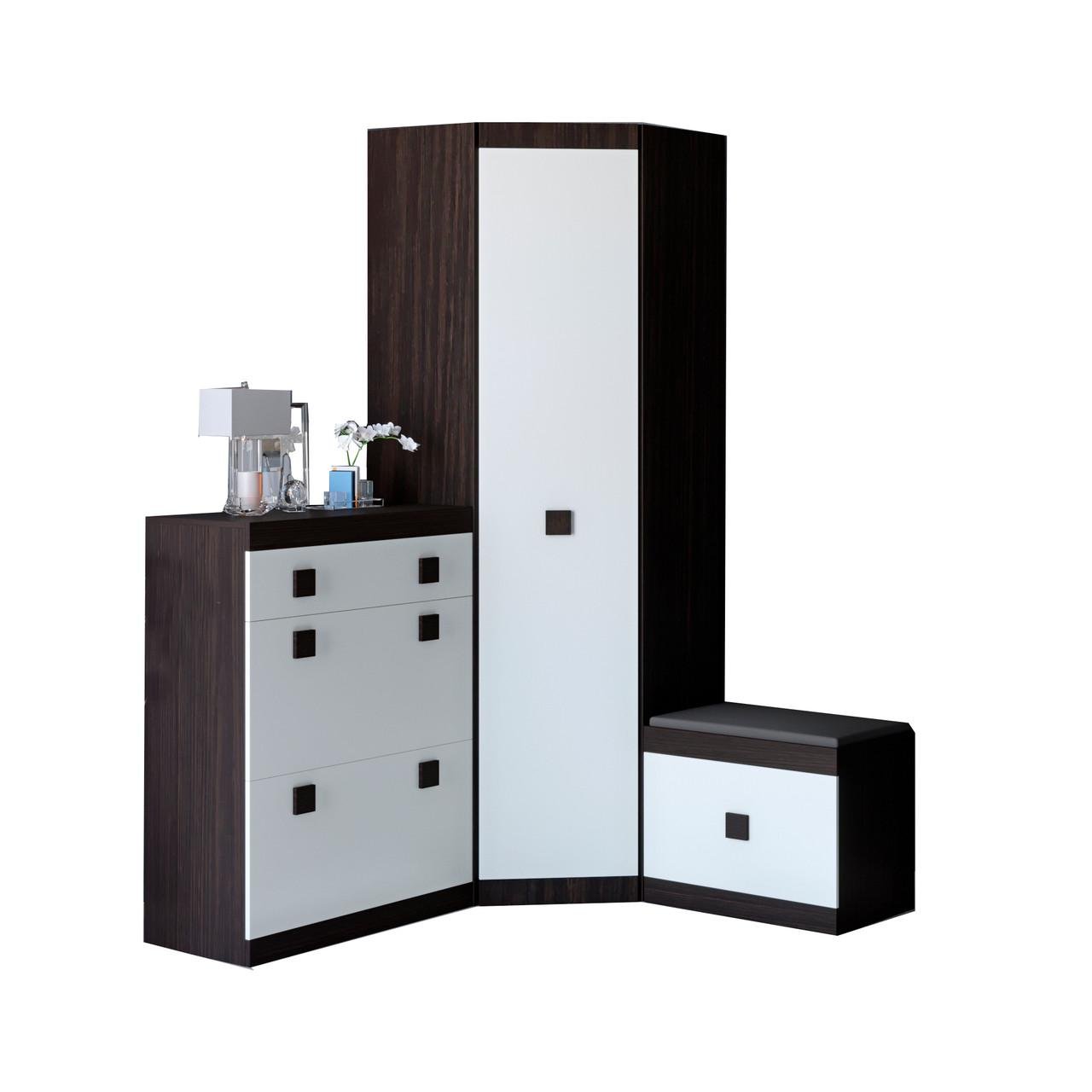 Прихожая модульная Эверест Соната комплект 15 3 элемента Венге темный/Белый (DTM-2527)