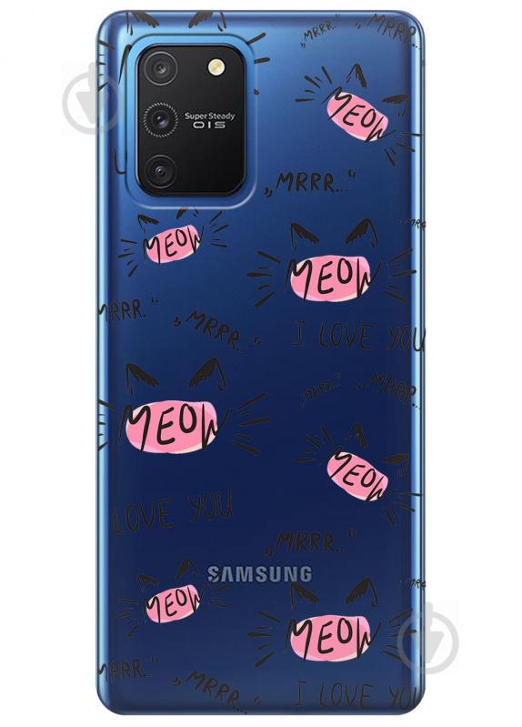 Прозрачный силиконовый чехол iSwag для Samsung Galaxy S10 Lite с рисунком - Кошачьи мордочки (KS3436)