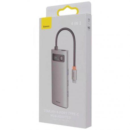 Адаптер HUB BASEUS Metal Gleam Multifunctional 4в1 Type-C 4xUSB3.0 Gray (WKWG070013) - фото 7