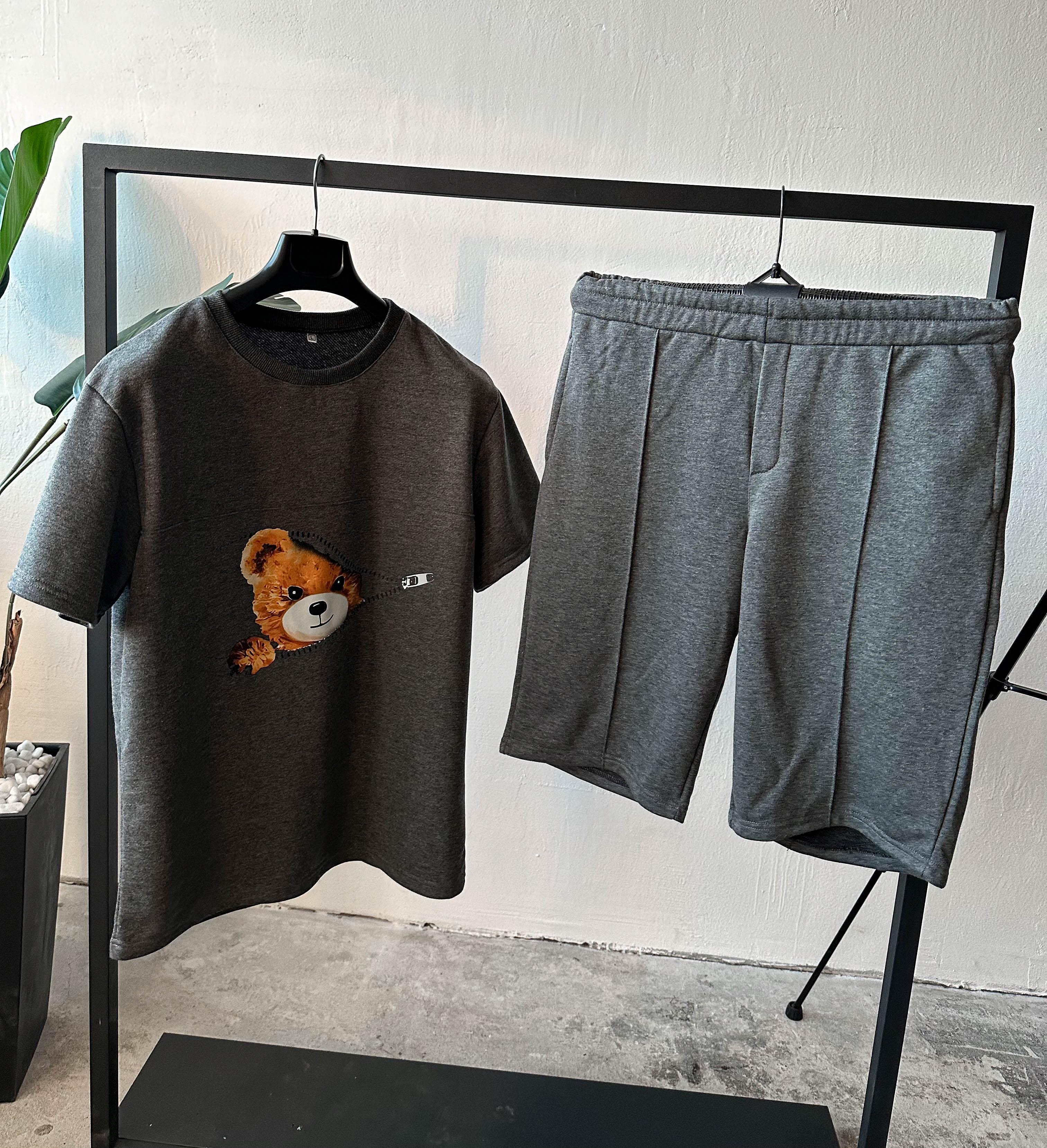 Комплект футболка/шорти 53-002 ДТФ-петля M Темно-сірий (23715) Комплект футболка/шорти 53-002 ДТФ-петля M Темно-сірий (23715)