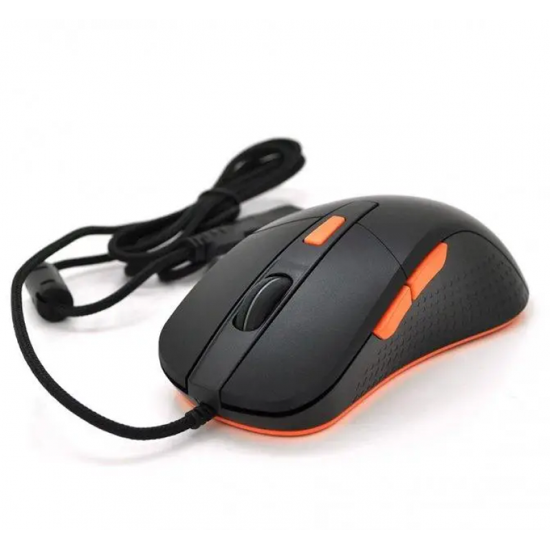 Компьютерная мышка игровая проводная Jedel GM820 USB 3200 DPI с подсветкой черно-оранжевая (PH01010)