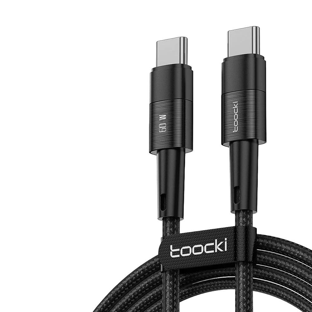 Зарядный кабель Type C 60W Toocki черный 1м для быстрой зарядки Зарядный кабель Type C 60W Toocki черный 1м для быстрой зарядки