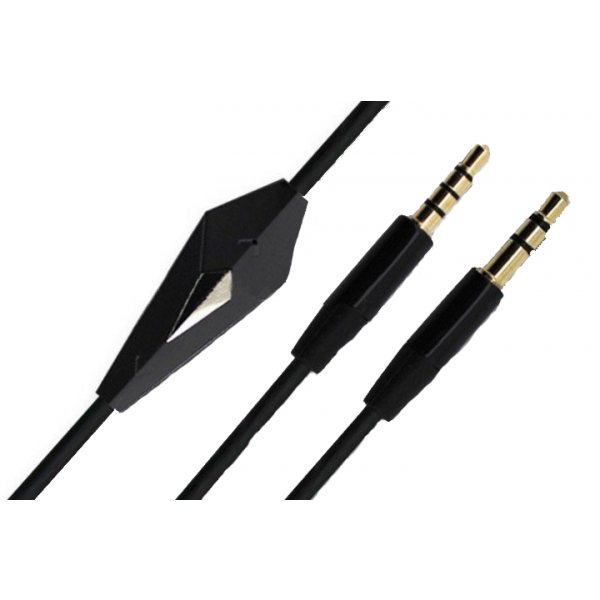 Кабель з мікрофоном AUX Audio mini-jack TRRS to TRS 3,5 мм 1,2 м Чорний (B00665) - фото 1