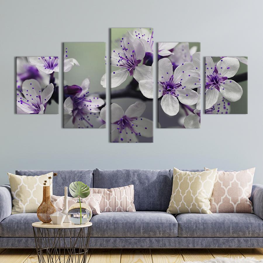 Модульная картина из 5 частей на холсте интерьерная картина Вишневая ветвь 162x80 см (214-52) Модульная картина из 5 частей на холсте интерьерная картина Вишневая ветвь 162x80 см (214-52)