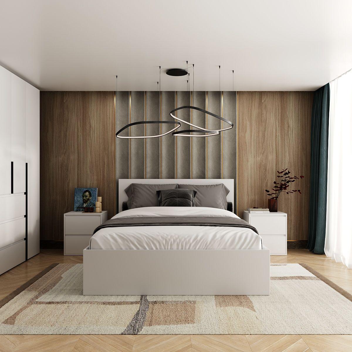 Ліжко двоспальне AiH Light з високим узголів’ям ламіноване ДСП 160х200 см Білий діамант (LT04010000000)