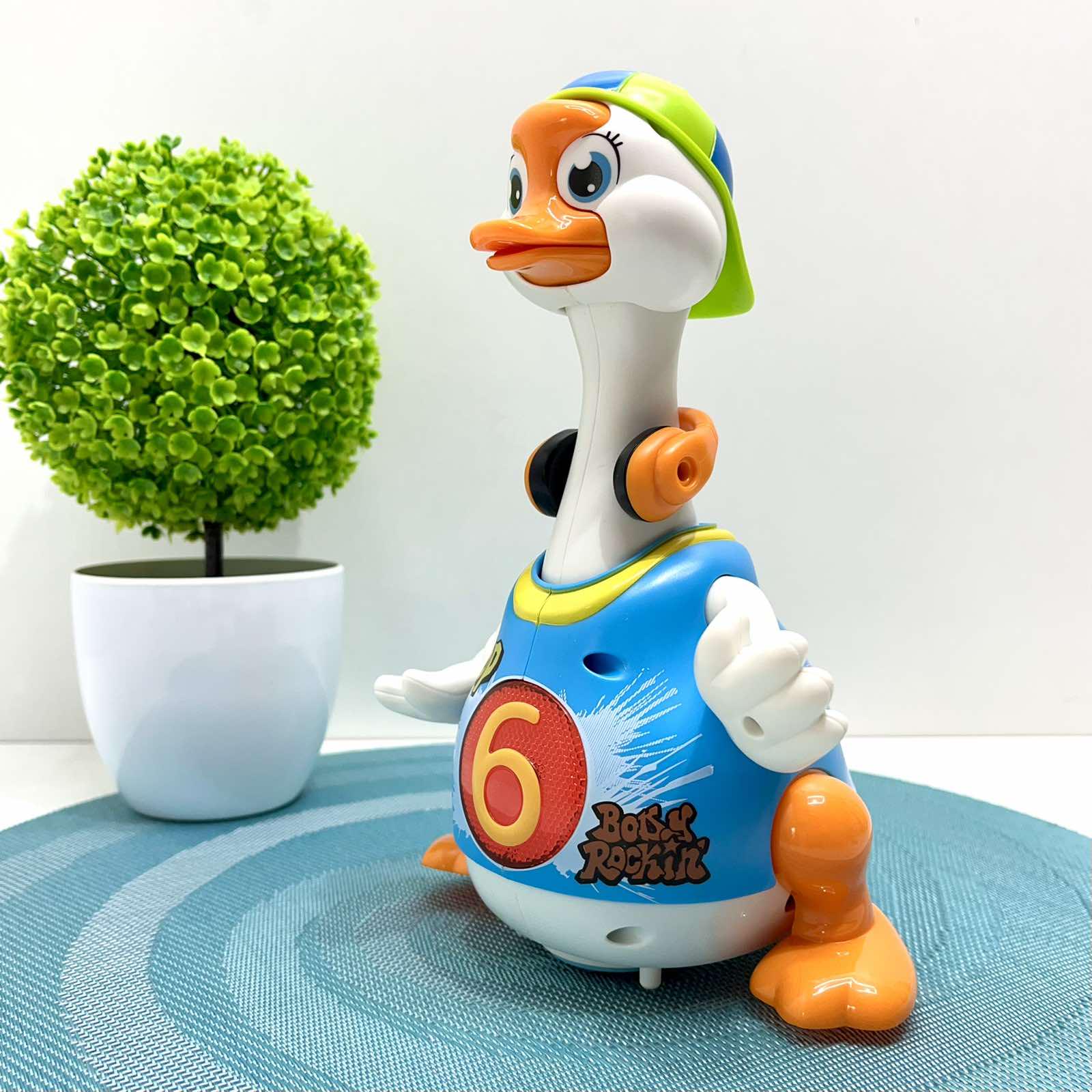 Музыкальная игрушка Hola Гусь хипхопер говорит по-английски/поет хип-хоп песни/подсветки/пляшет Синий (828) - фото 2