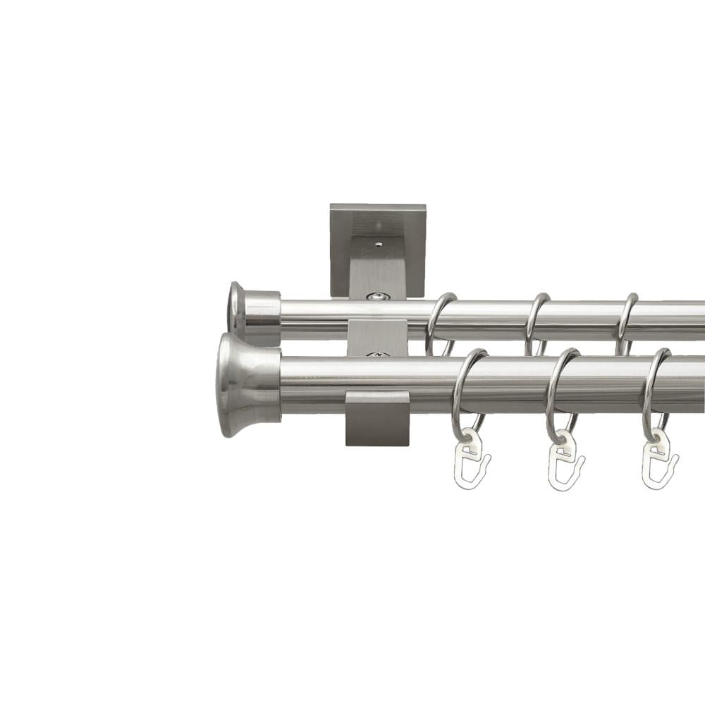Карниз Orvit Дуо металевий дворядний техно гладка труба кільце металеве 25/19 мм 240 см Нержавіюча сталь (00-00026543) - фото 1