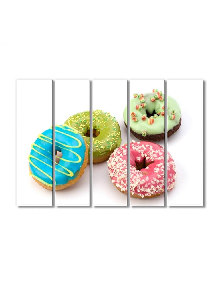 Картина модульная Разноцветные пончики 5 модулей 90x135 см