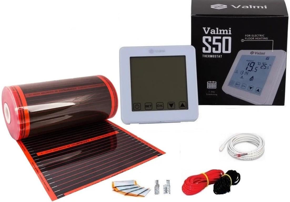 Тепла підлога інфрачервона плівкова RexVa PTC 12 м² 220 Вт/м² з програмованим терморегулятором Valmi S50 Тепла підлога інфрачервона плівкова RexVa PTC 12 м² 220 Вт/м² з програмованим терморегулятором Valmi S50