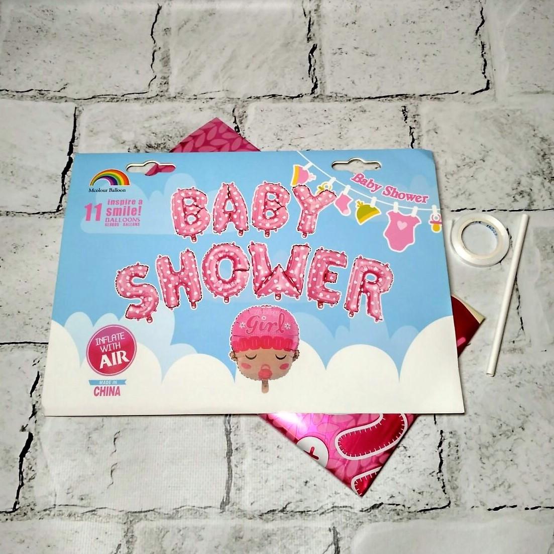 Воздушные шарики фольгированные Буквы "Baby shower" Девочка (5-71906)