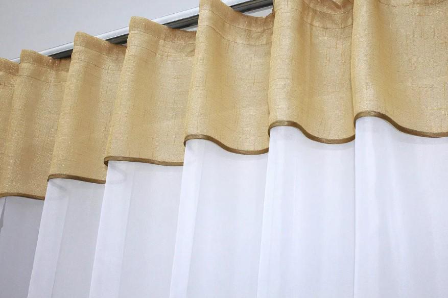 Тюль арка на кухню шифон/батист 270х170 см Белный/Золотистый (036к) - фото 2