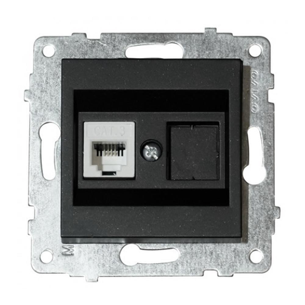 Механизм розетки компьютерной Ovivo Grano 600-000317-229 CAT6 Черный (14598121)