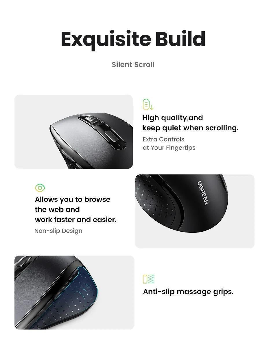 Мышь беспроводная UGREEN эргономичная 1600 DPI 2.4 ГГц Черный (45012) - фото 18 Мышь беспроводная UGREEN эргономичная 1600 DPI 2.4 ГГц Черный (45012) - фото 18