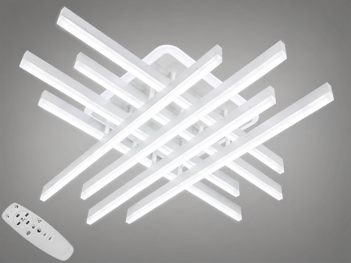 Люстра потолочная димер светодиодная подсветка пульт/136 Вт Белый (7012WH LED 3color dimmer)