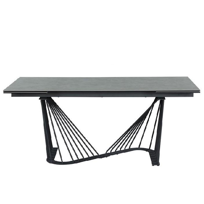 Стол обеденный раскладной Vetro Mebel TML-900 керамика/стекло/металл 90х180 см Серый аливери/Черный - фото 5