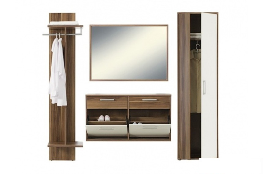 Передпокій стінка комплект Gerbor Есмаральда з ДСП Слива Угорська/Білий глянець Передпокій стінка комплект Gerbor Есмаральда з ДСП Слива Угорська/Білий глянець