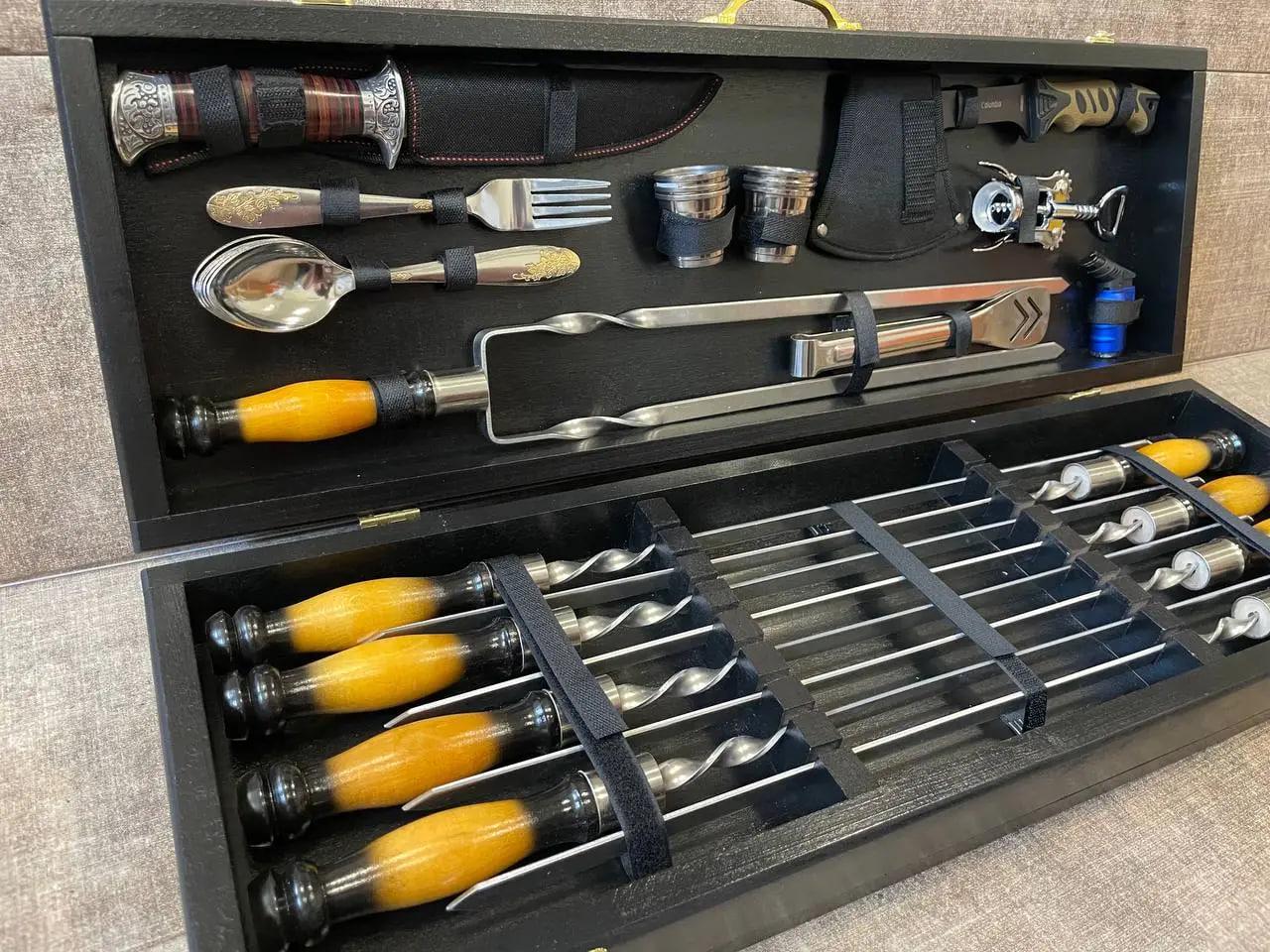 Набір шампурів Grill bilateral у кейсі (10644241) - фото 4 Набір шампурів Grill bilateral у кейсі (10644241) - фото 4