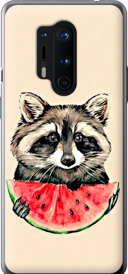 Чехол на OnePlus 8 Pro Енотик с арбузом (4605u-1896-42517) Чехол на OnePlus 8 Pro Енотик с арбузом (4605u-1896-42517)