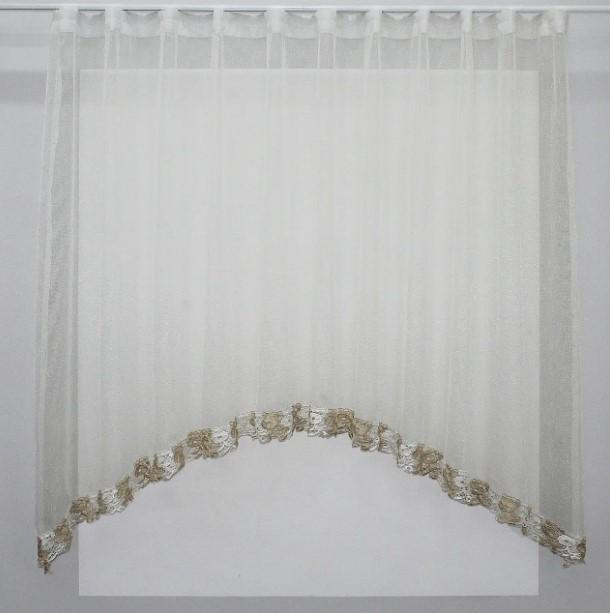 Тюль арка сетка с макраме 280х145 см Молочный (000к 51-141)