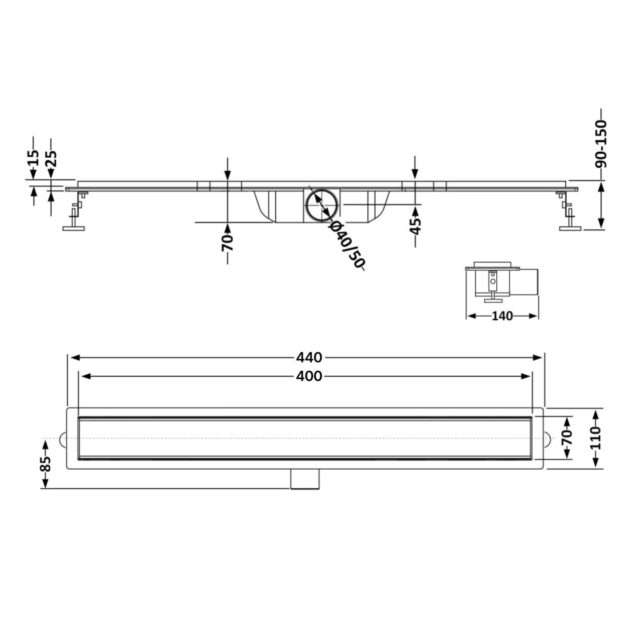 Трап для душу Qtap Taurus Tile400 із нержавіючої сталі під плитку лінійний із сухим затвором 40 см (Qttautile400) - фото 2 Трап для душу Qtap Taurus Tile400 із нержавіючої сталі під плитку лінійний із сухим затвором 40 см (Qttautile400) - фото 2