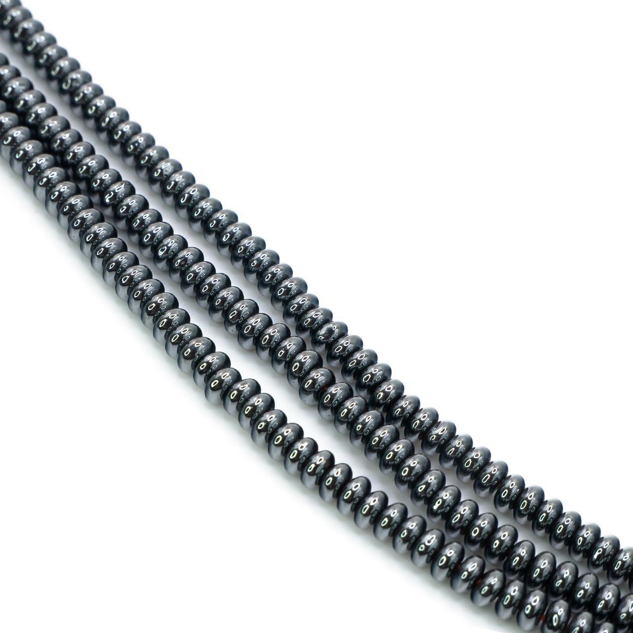 Бусины гематитовые Рондель 4х2 мм 40 см 185 шт. Серый (БГ0402а15)