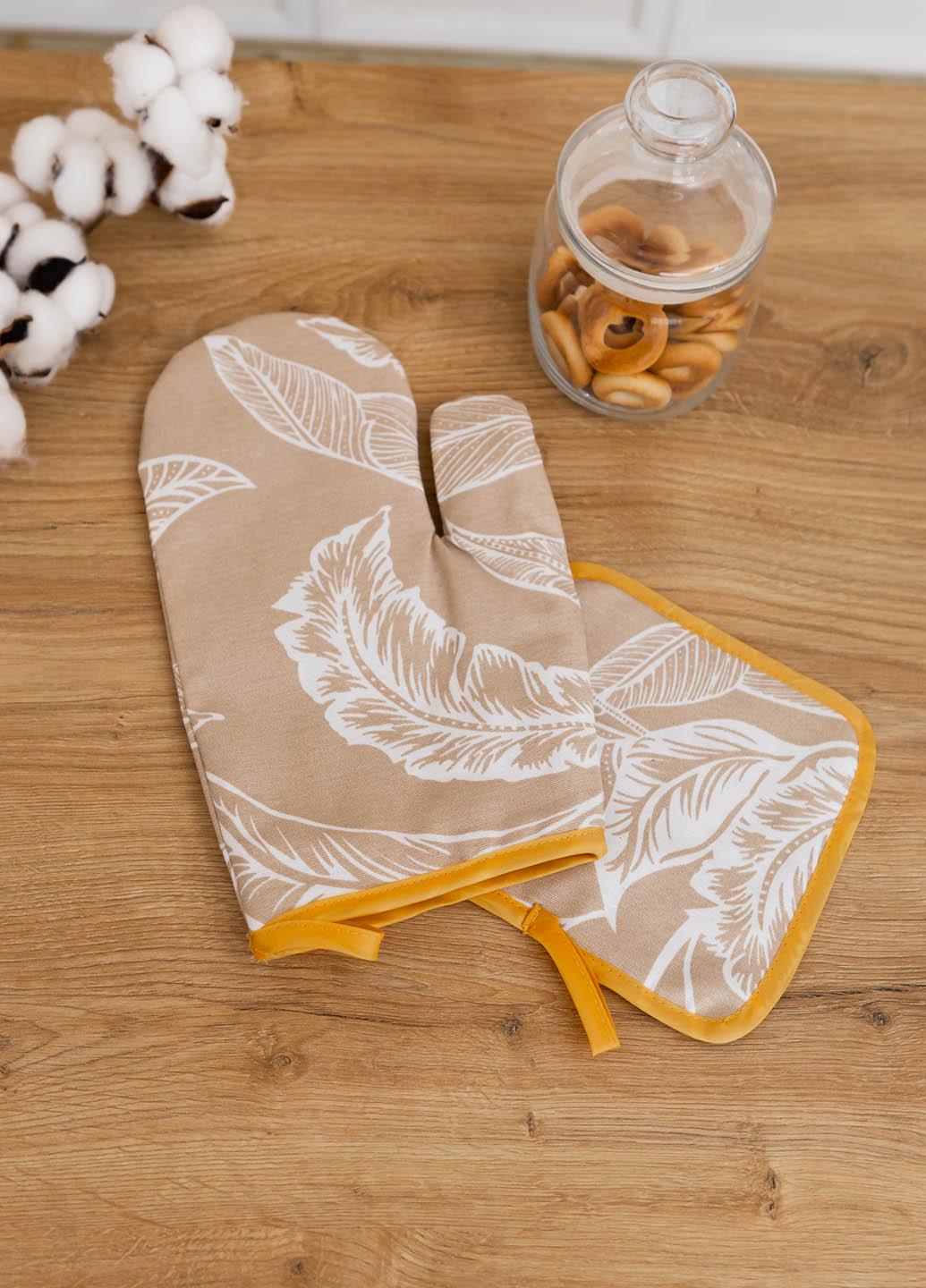 Набор варежка и прихватка водоотталкивающие Тропические листья