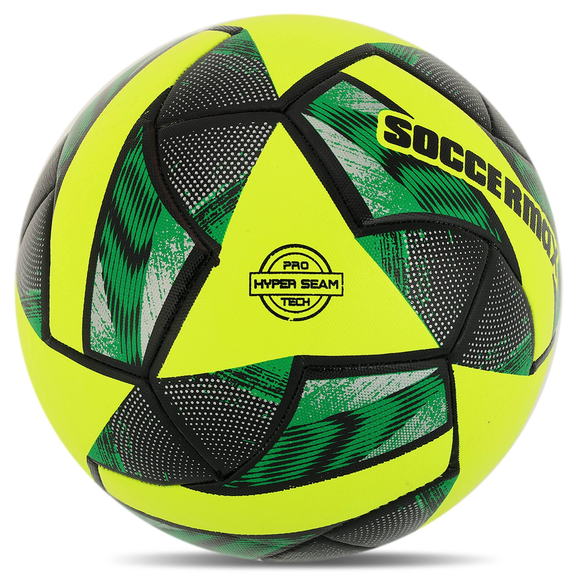 Мяч футбольный ламинированный SOCCERMAX HYBRID FB-4126 гибридная сшивка PU №5 Желтый-зеленый (FB-4126_Желтый-зеленый) - фото 3