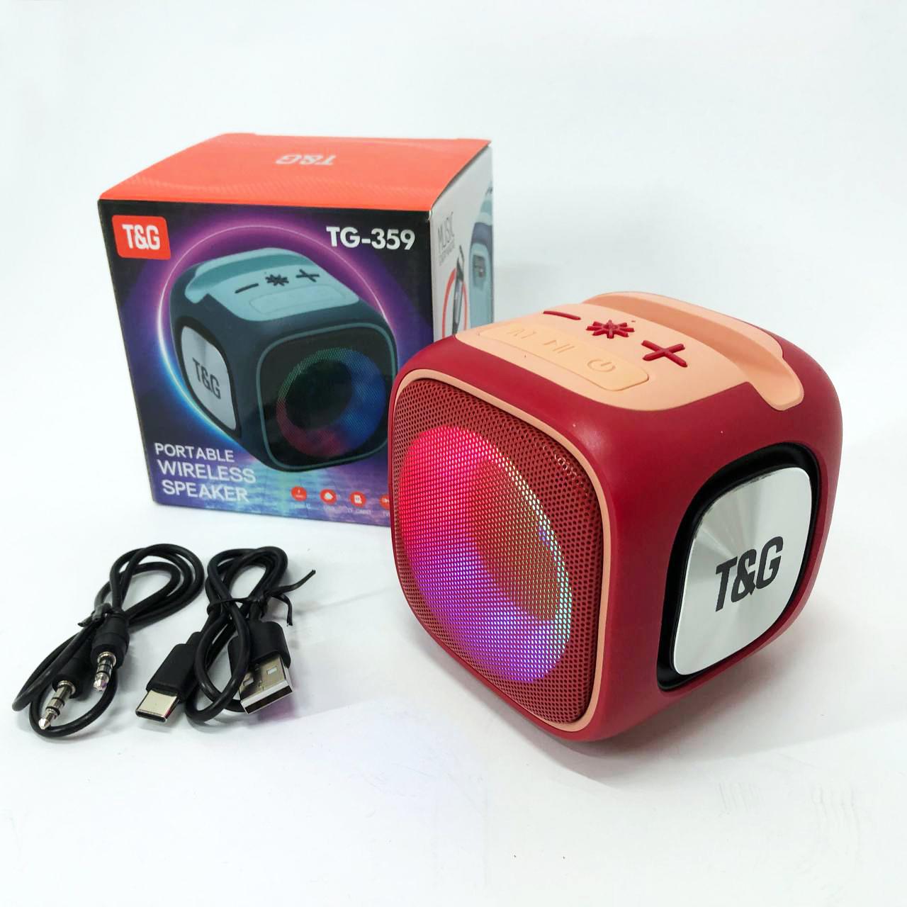 Колонка портативна 7W з RGB підсвічуванням Червоний (TG359) - фото 6