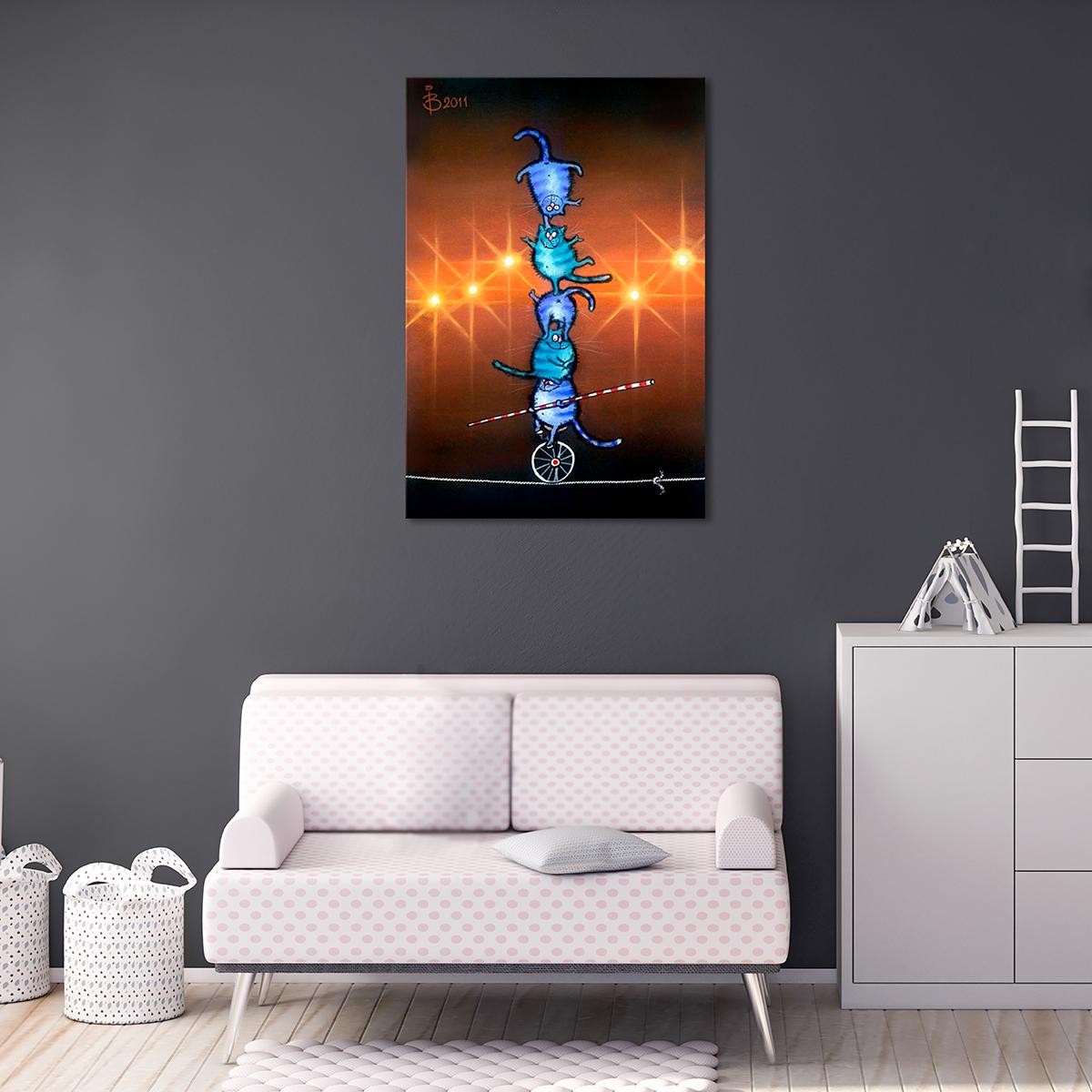 Модульная картина Коты на колесе по канату 1 модуль 40х60 см