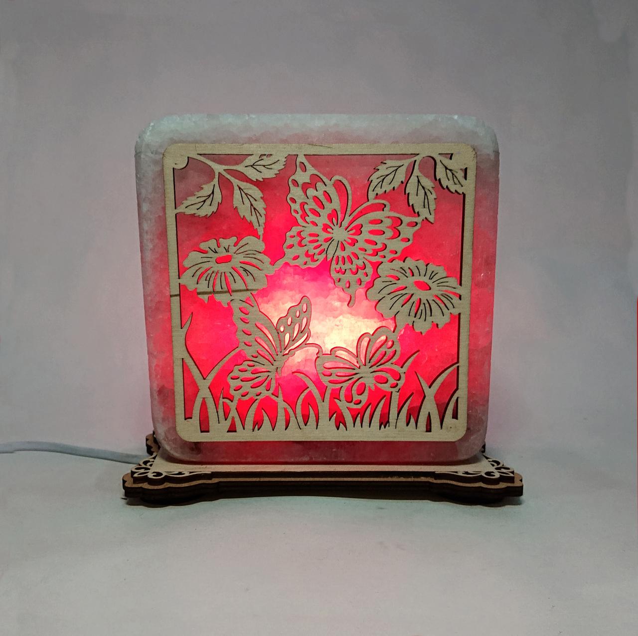 Соляной светильник Бабочки в траве (k-0003-r)