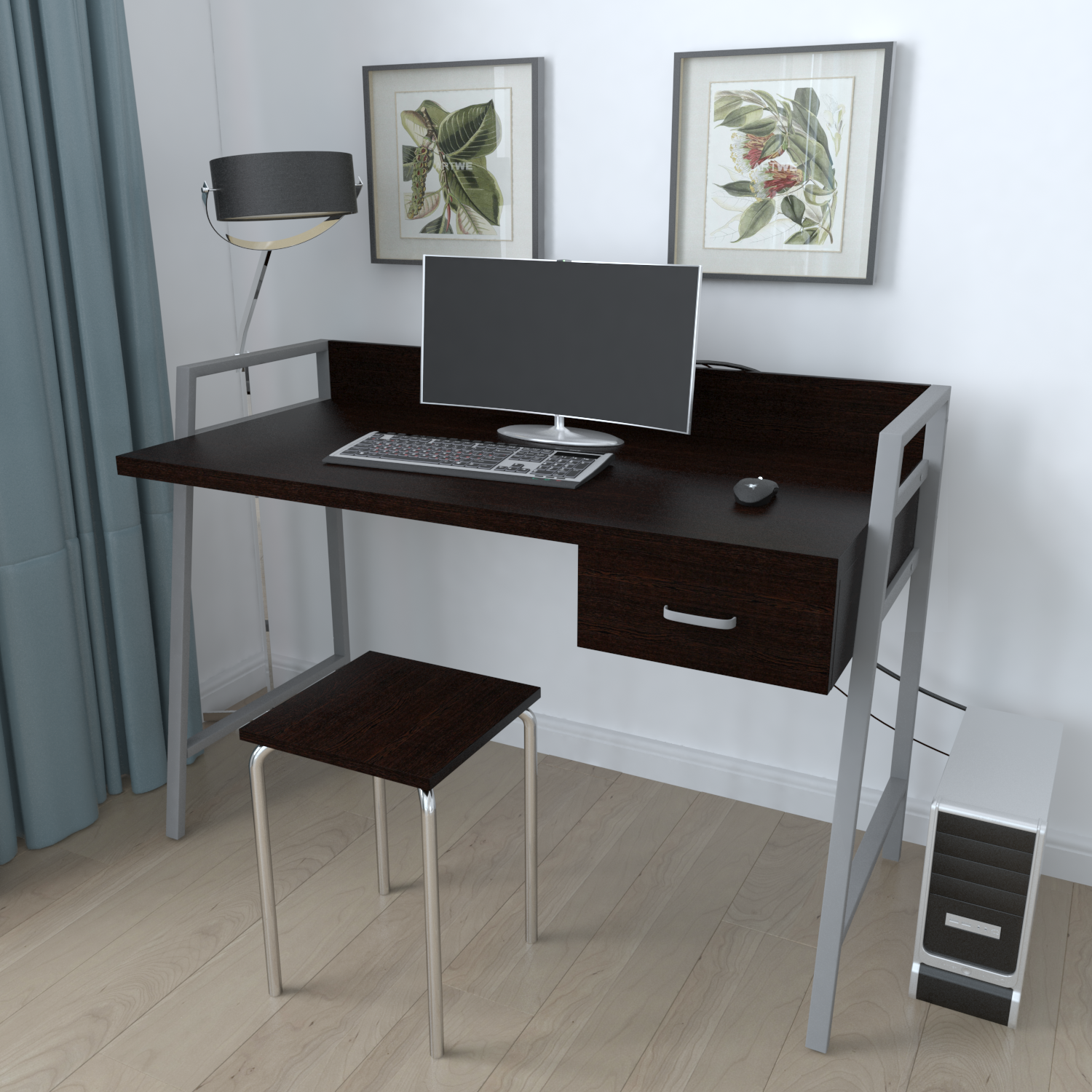 Письменный стол Ferrum-decor металл/ДСП 32 мм 750x1000x600 мм Серый/Венге Магия (FRD-105373)