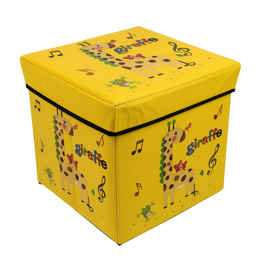 Коробка-пуф складна для іграшок та речей Stenson R33429 30х30х30 см з малюнком жирафа Жовтий (131e8518)