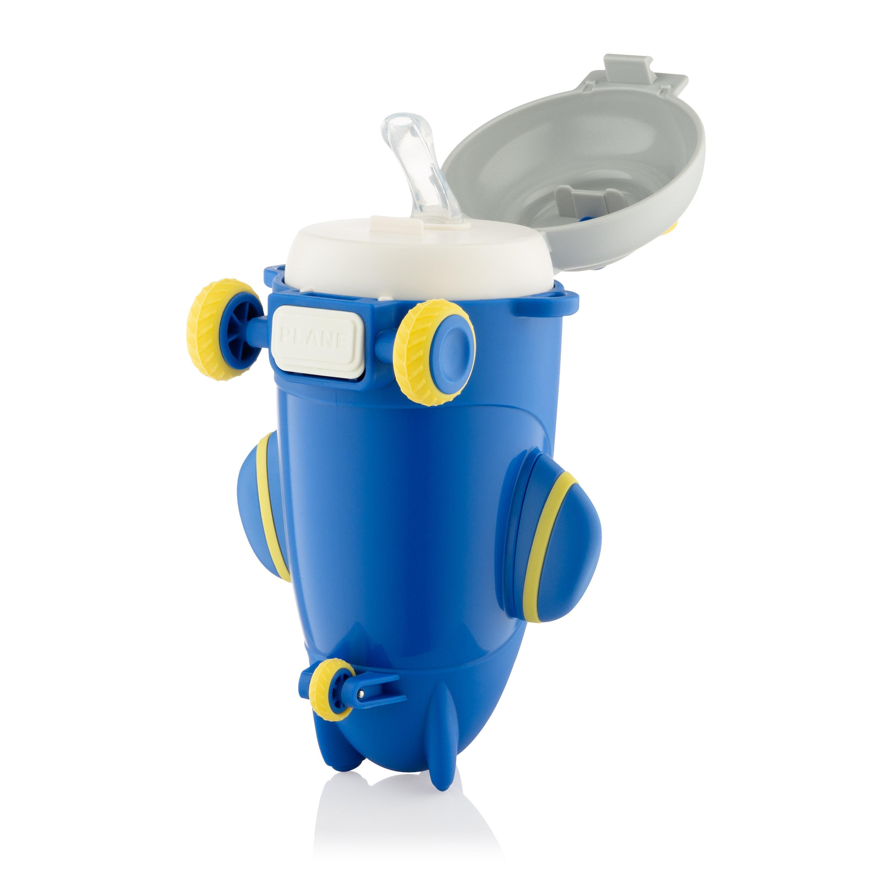 Бутылка для воды детская Ardesto Plane со шнурочком и наклейками 550 мл Синий - фото 7