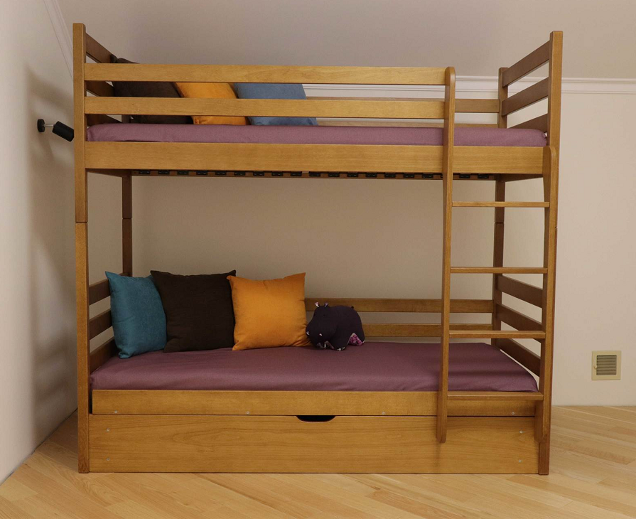 Двухъярусная кровать с подъемным механизмом ДрімКО Шрек из массива бука 80х200 см Бежевый (29275)