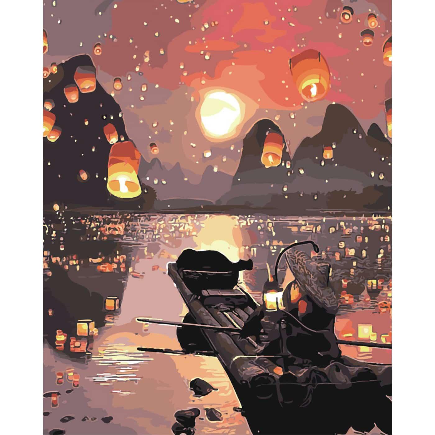 Картина по номерам Strateg Фантастический вечер 40х50 см (SY6492)